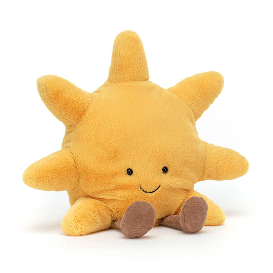 Jellycat Amuseables Sun plush in 12-inch size, ideal for shelf decor and cuddles.