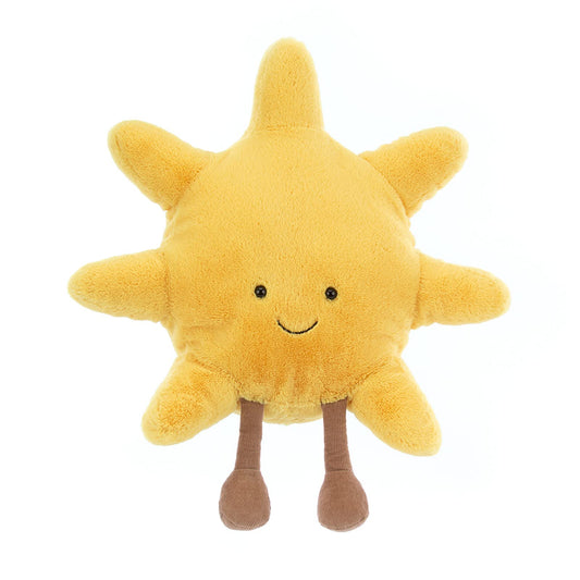 Jellycat Amuseables Sun with soft golden fur and a friendly face for hugs.
