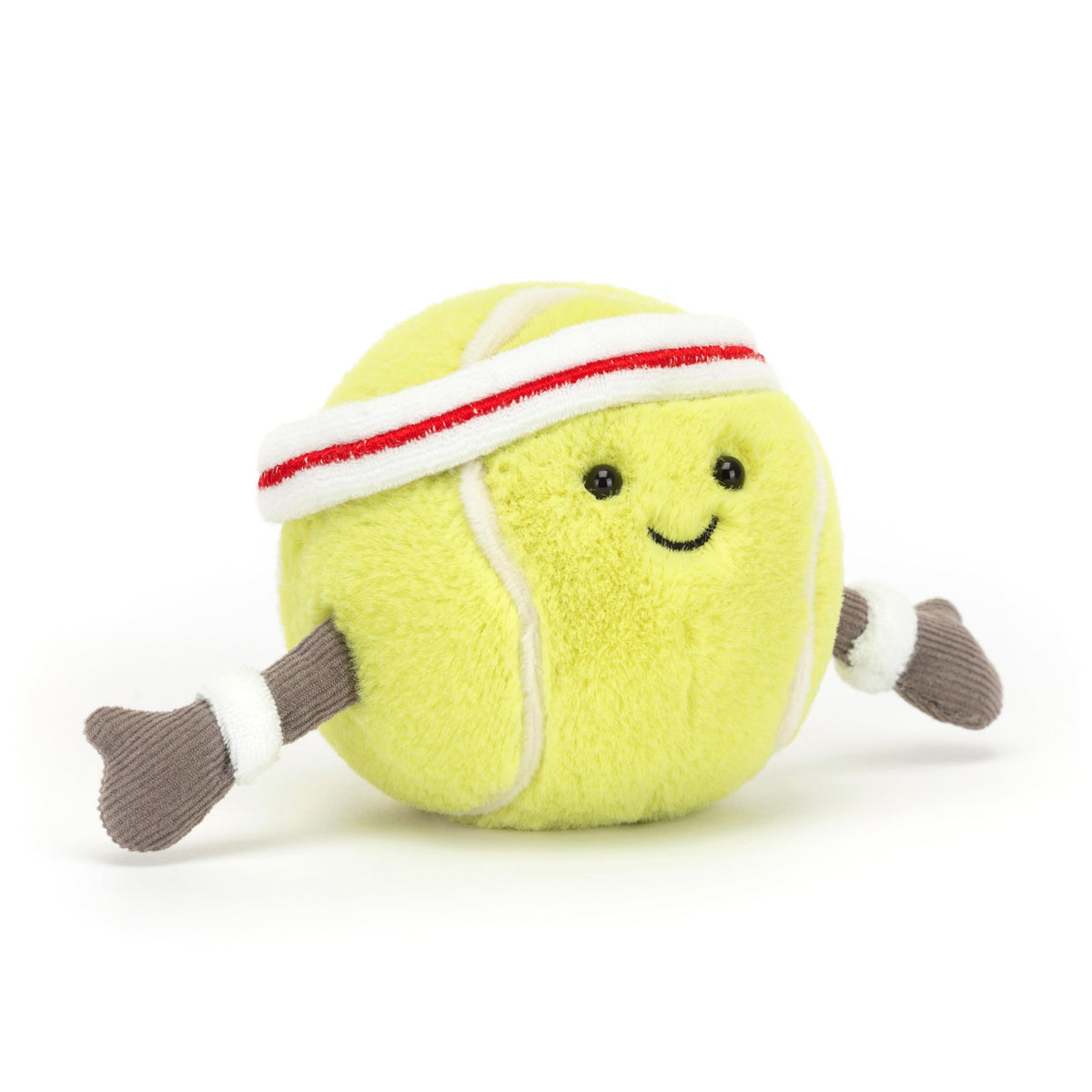 Jellycat Amuseables Tennis Ball Toy with bright yellow fur for cuddles