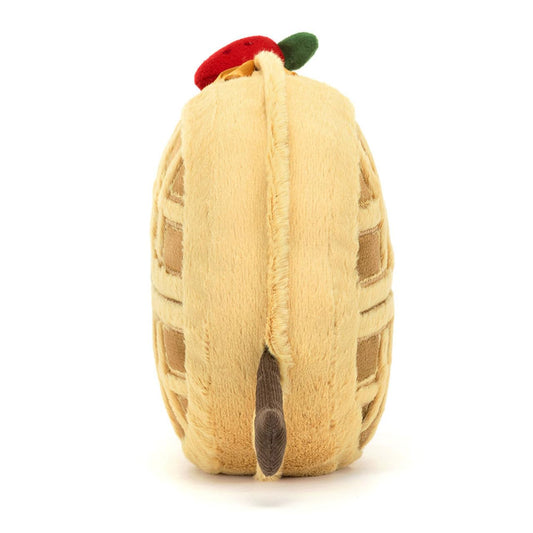 Jellycat Rene Waffle with silky syrup hat and strawberry for playful charm