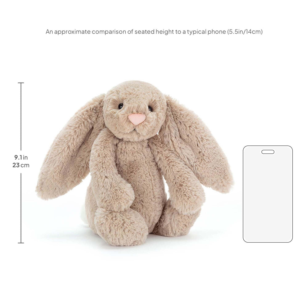 Close-up of Bashful Beige Bunny's long floppy ears and friendly expression.