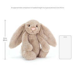 Close-up of Bashful Beige Bunny's long floppy ears and friendly expression.