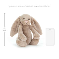 Jellycat Bashful Beige Bunny close-up face with friendly, inviting expression.