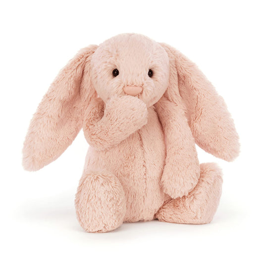 Jellycat Bashful Blush Bunny long ears invite gentle hugging.