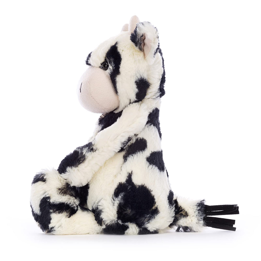 Jellycat Bashful Calf tasseled tail adds playful charm.
