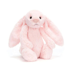 Jellycat Bashful Pink Bunny Medium close-up, showcasing soft plush texture for comforting companions.