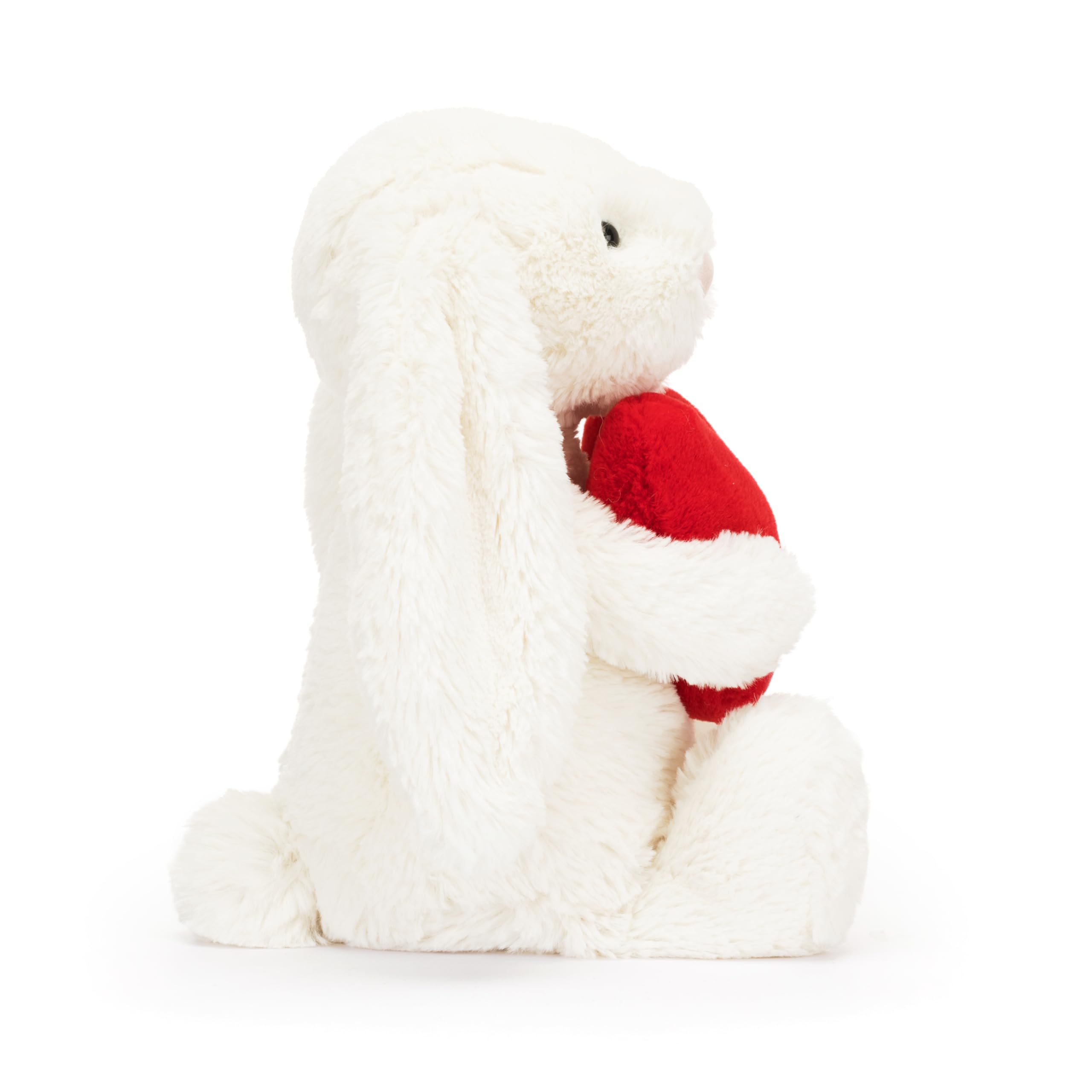 Jellycat Bashful nose detail with pink suedette accent adds playful charm.