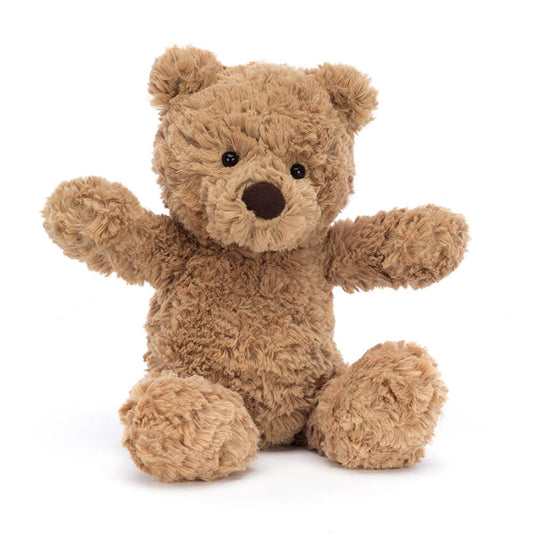 Close-up of Bumbly Bear’s snout and nose highlighting vintage teddy design.