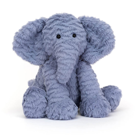 Jellycat Fuddlewuddle Elephant dimensions show compact 9-inch size for cozy display