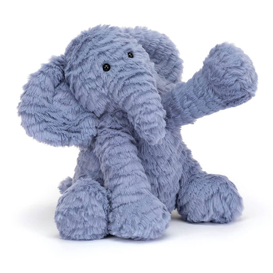 Jellycat Fuddlewuddle Elephant fur-texture highlights soft, tufted fur for gentle cuddling