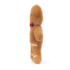 Jellycat Jolly Gingerbread Fred with red tartan bowtie adds festive charm.