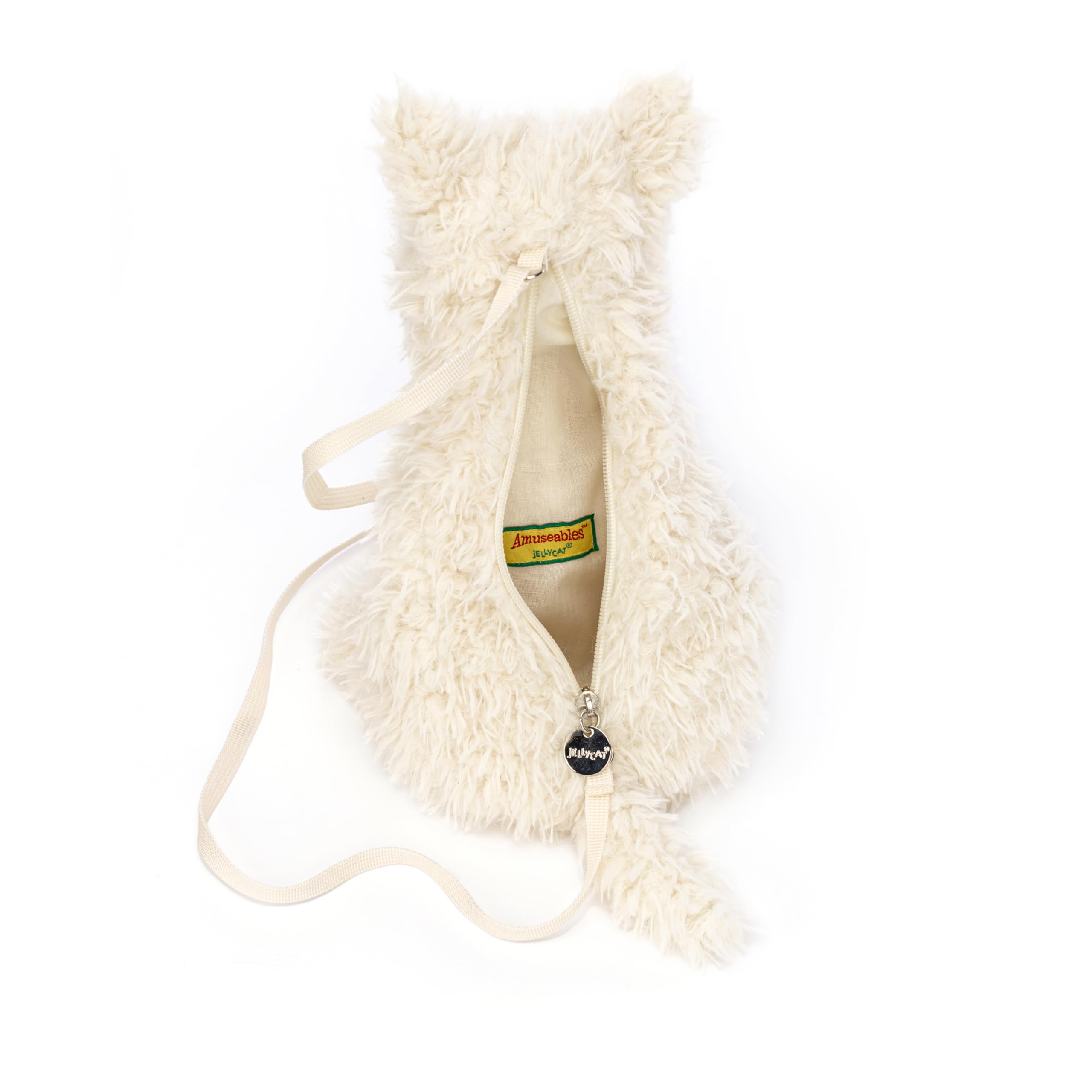 Jellycat Munro Scottie Dog Bag back view showing concealed zip pocket for easy access.