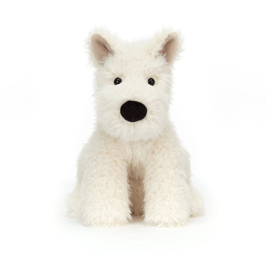 Jellycat Munro Scottie Dog close-up eyes, beaded for comforting companionship.