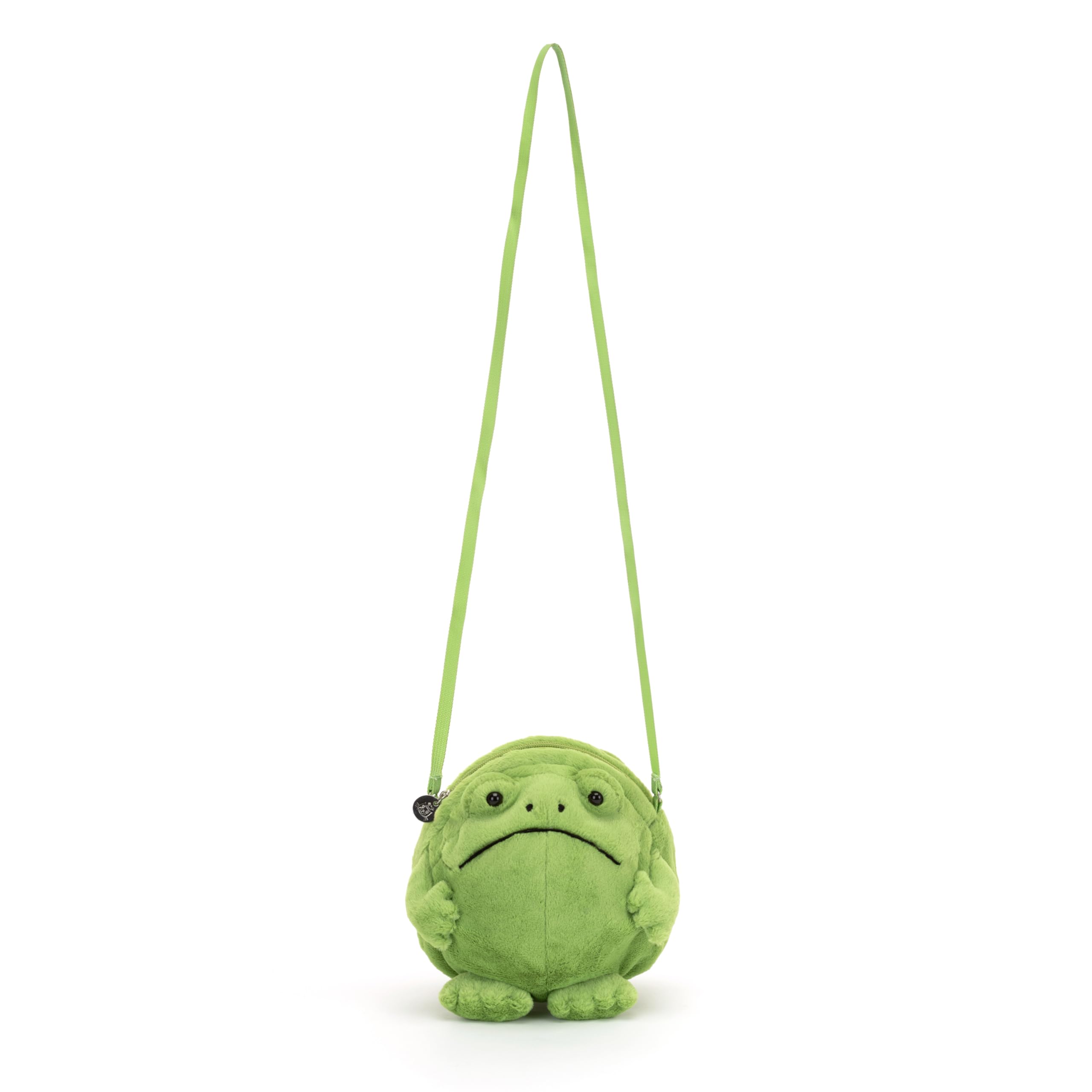 Jellycat Ricky Rain Frog interior lined pocket shows organized storage for essentials