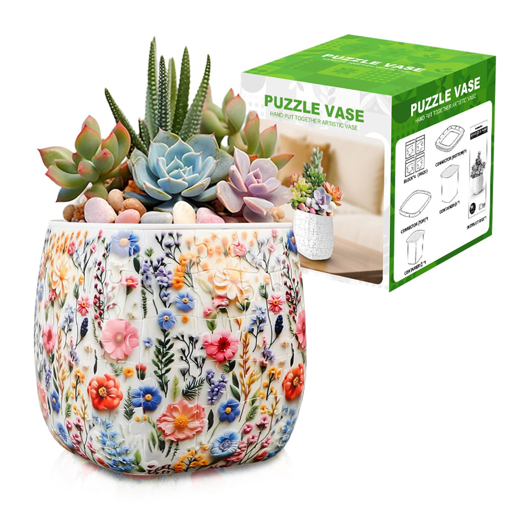 Jellydog Toy 3-D vase piece with vivid floral design for home decor