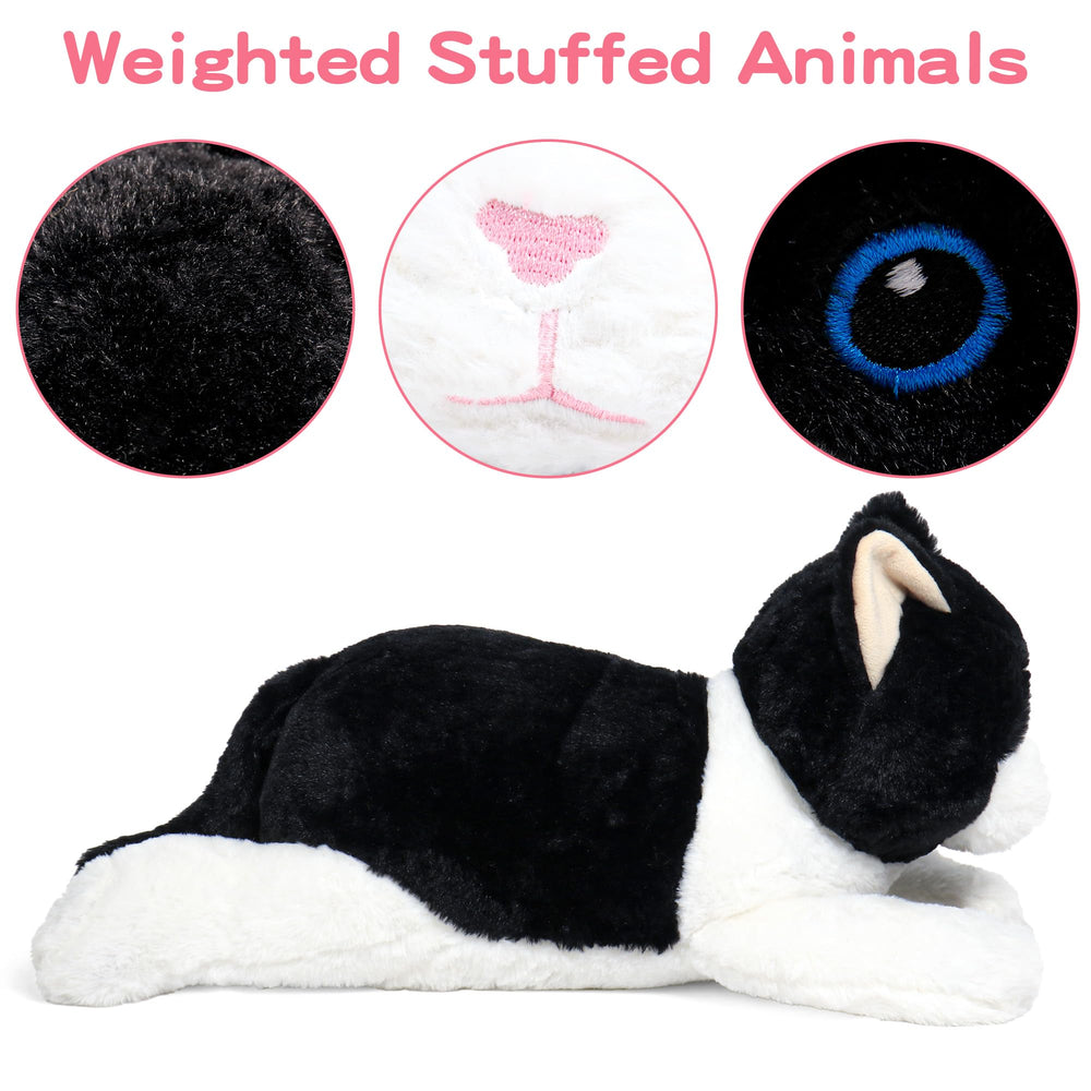 JellyMallow cat-weighted plush 24in side view shows generous length for full-body support.