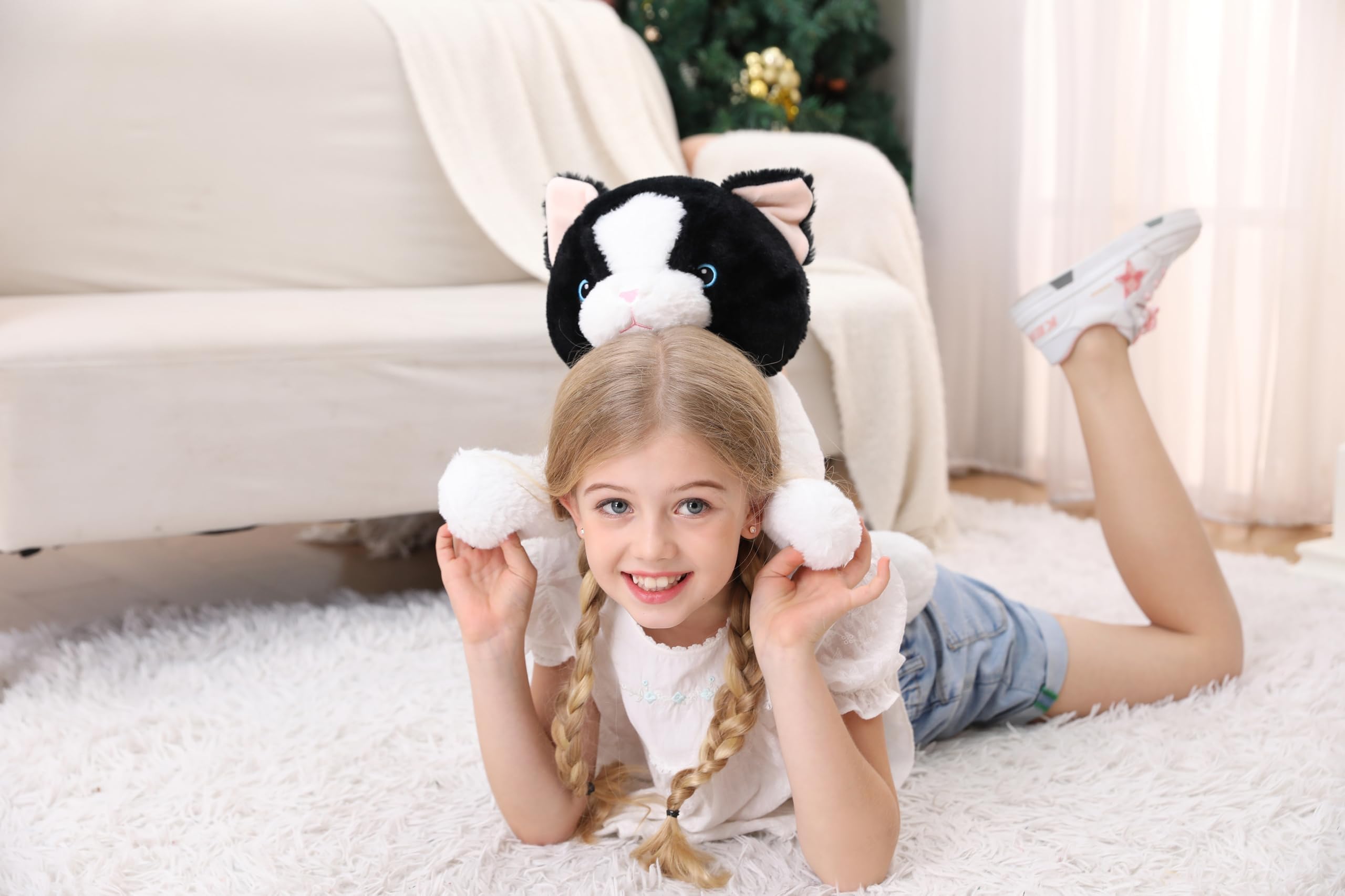 JellyMallow adult-relax cat-plush on couch supports calm moments.