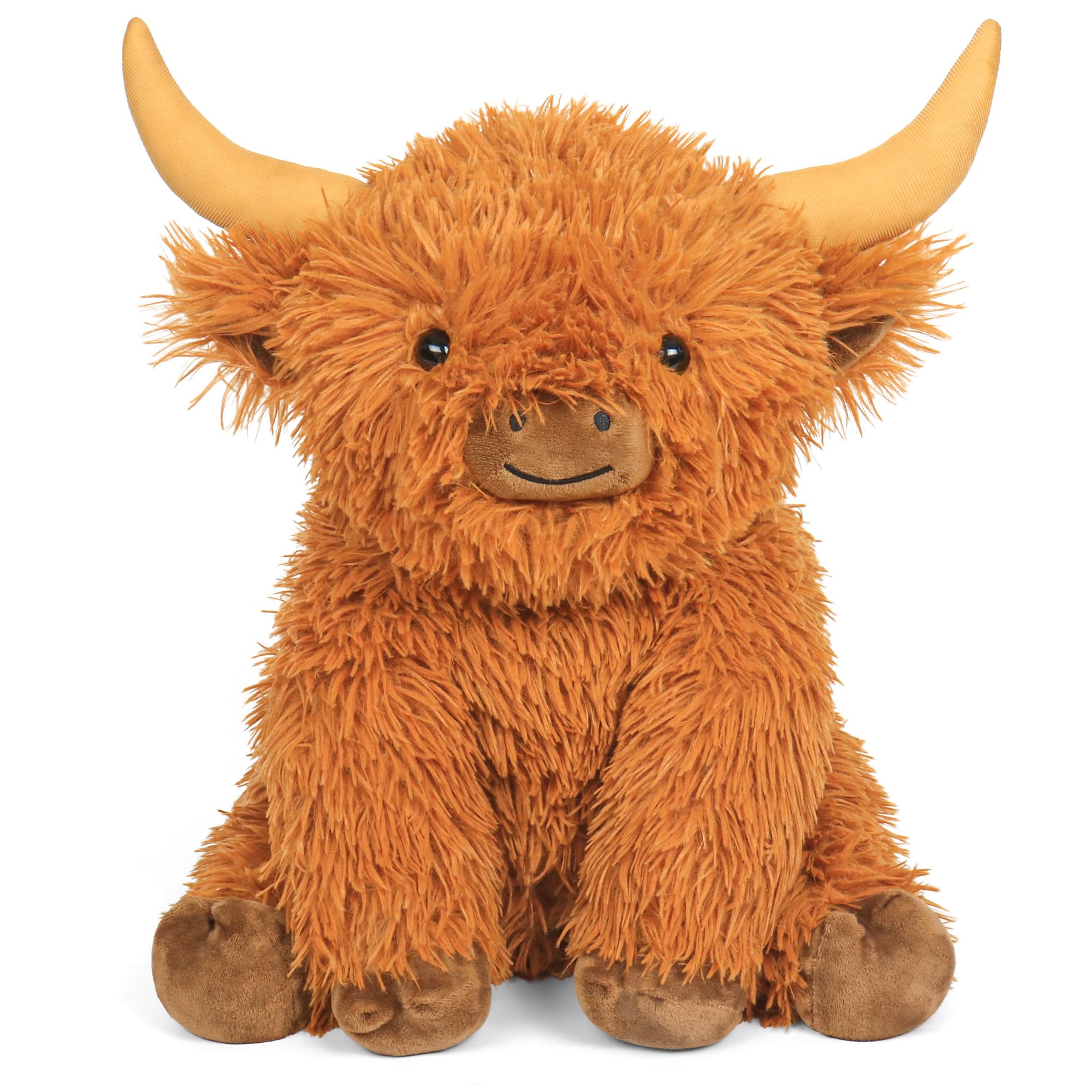 JellyMallow Highland Cow 16in plush, ideal for cozy hugs and comforting play.
