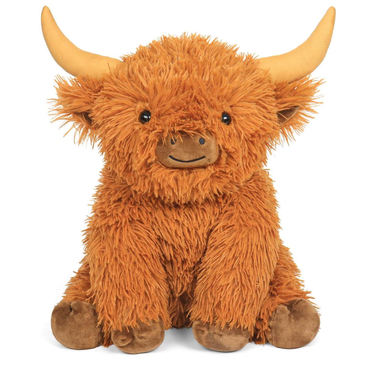 JellyMallow Highland Cow 16in plush, ideal for cozy hugs and comforting play.