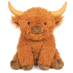 JellyMallow Highland Cow 16in plush, ideal for cozy hugs and comforting play.