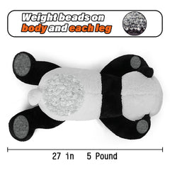 JellyMallow Panda snuggle pillow on a bed promotes comforting, cozy moments.