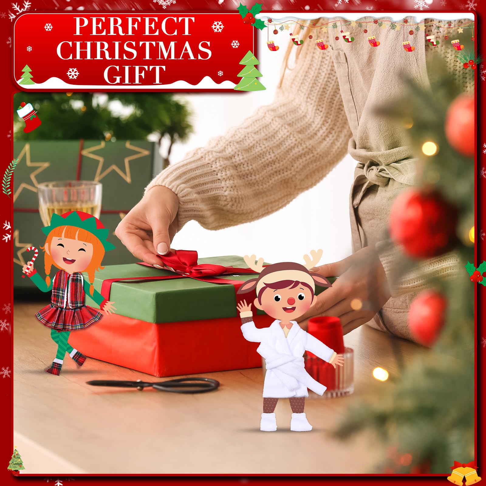 Jenaai Christmas elf clothes set apron cute festive accent
