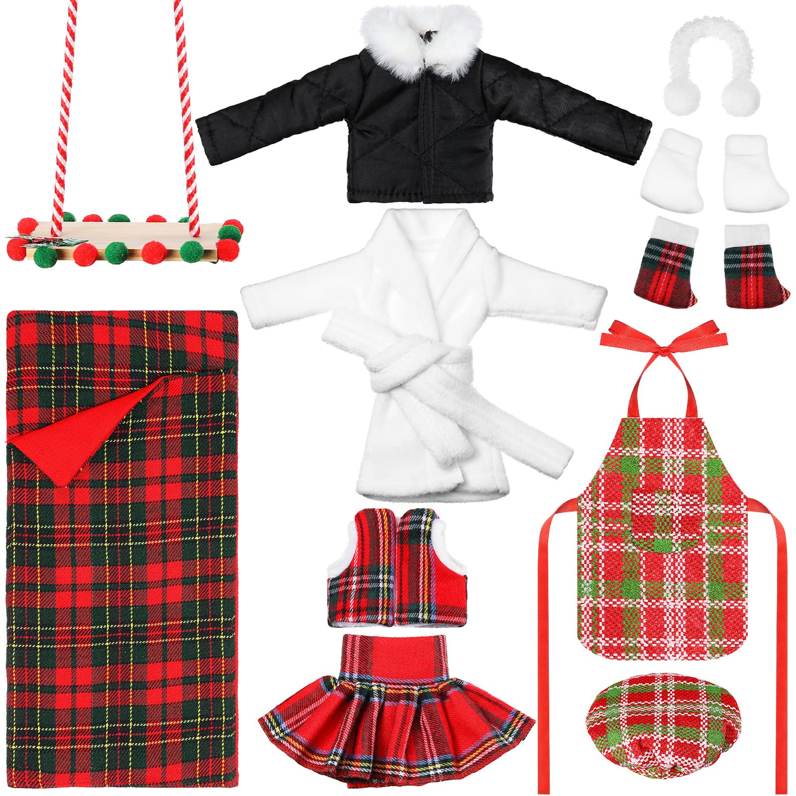 Jenaai Christmas elf clothes set swing for festive doll styling