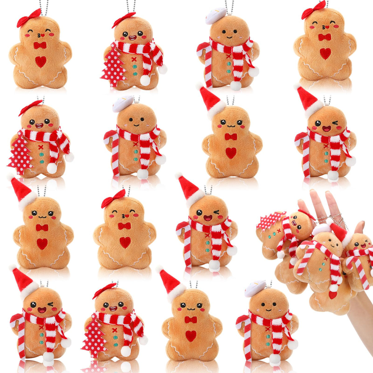 Jenaai gingerbread plush 4-inch ornament for tree decoration