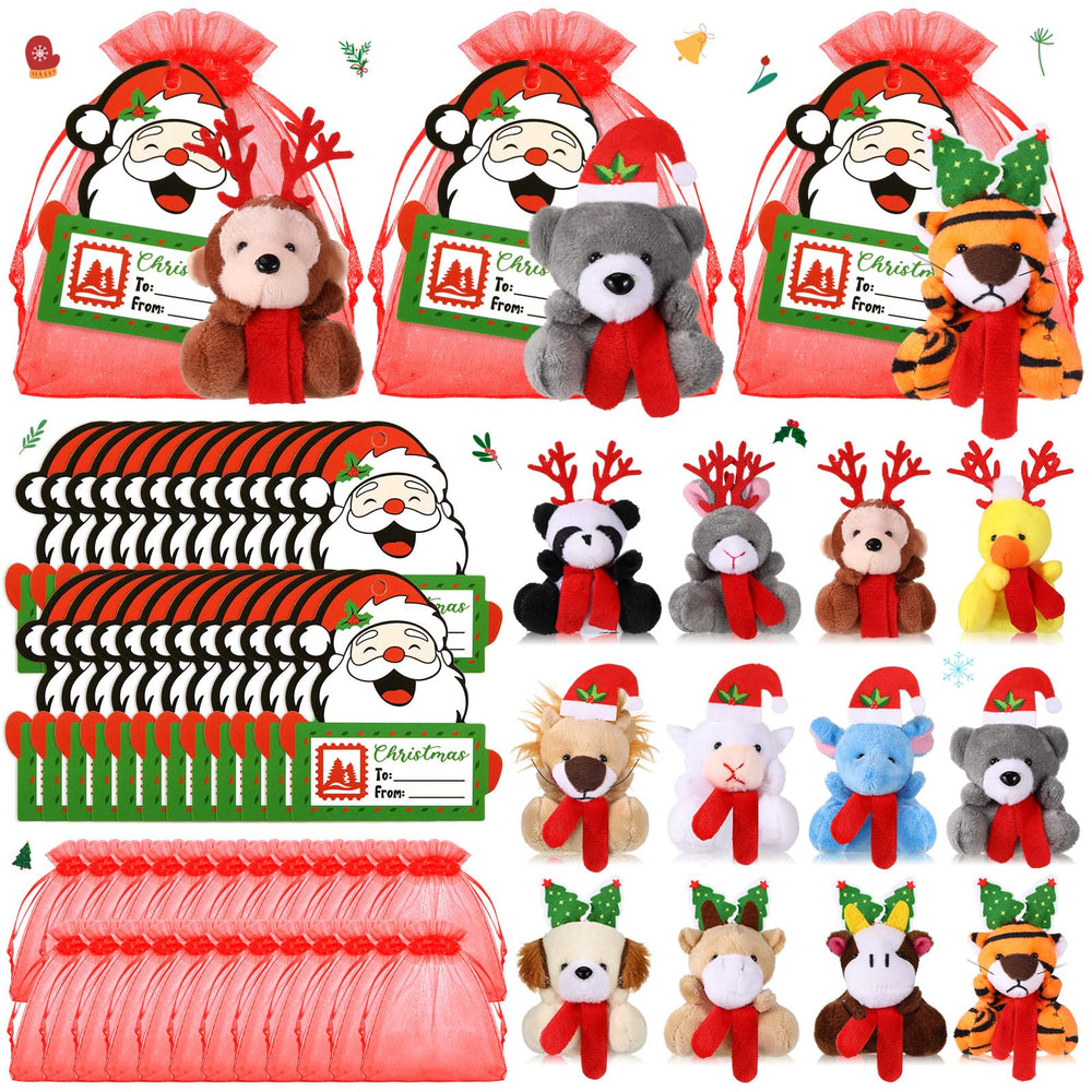 Jenaai Christmas mini plush animal set, perfect stocking stuffers and party decor