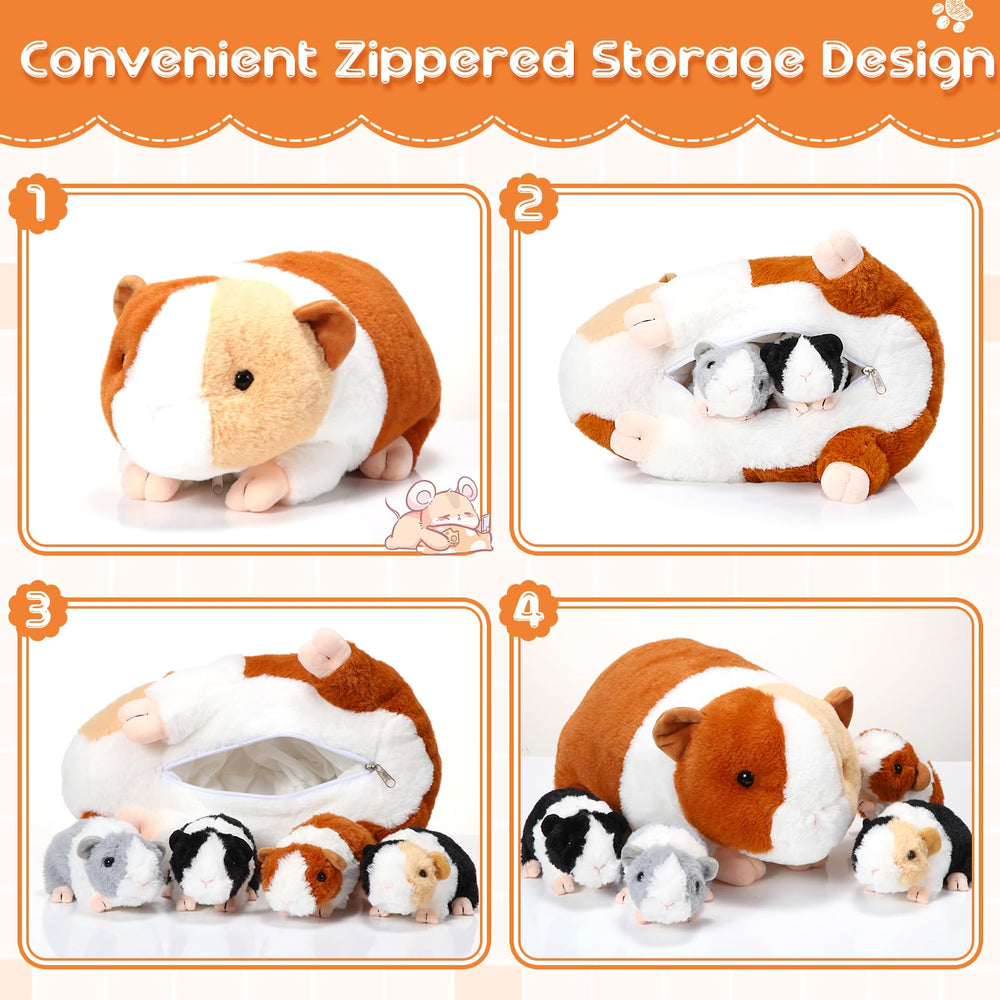 Jenaai guinea pig plush with zipper belly for easy access during play.
