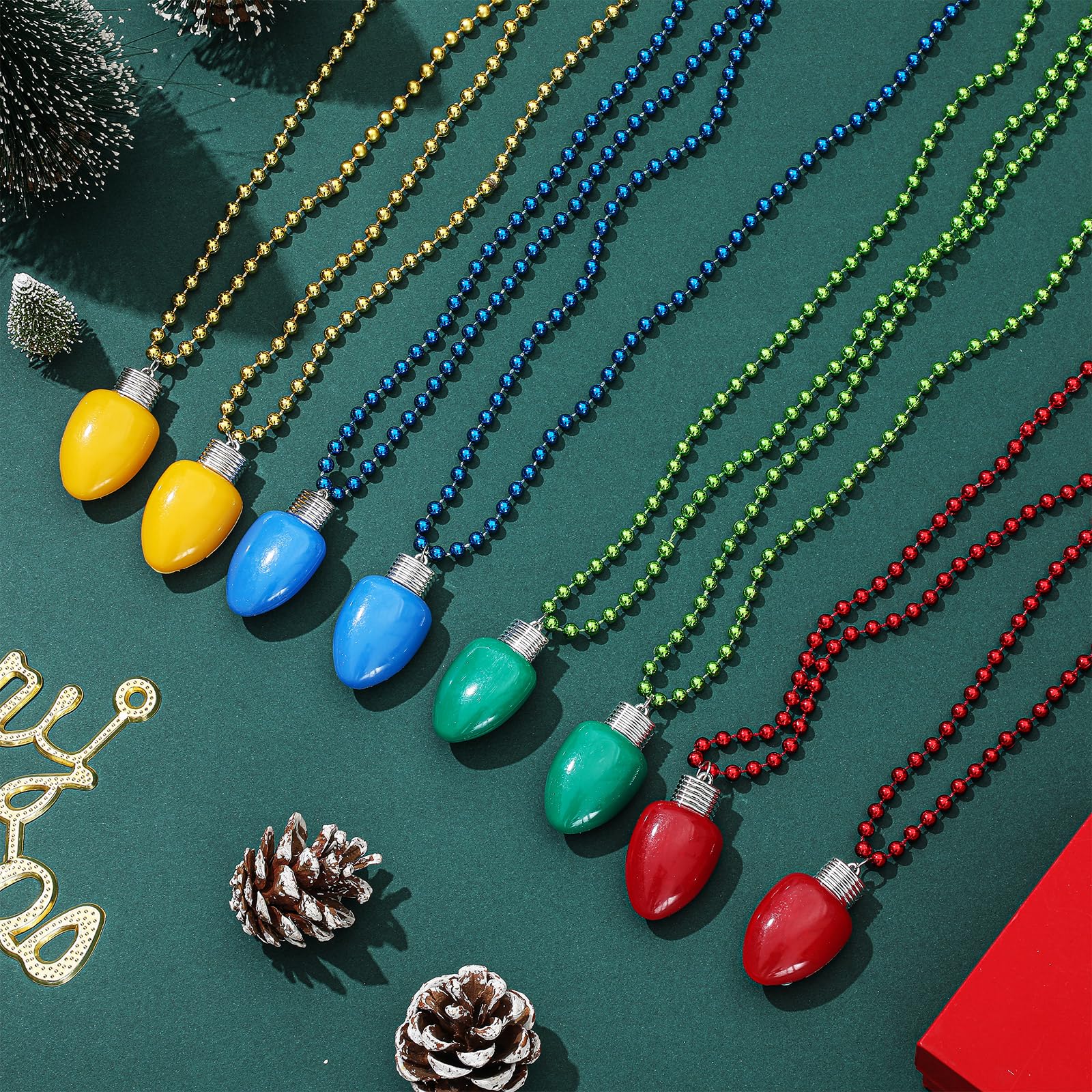 Jenaai LED bulb necklace flashing mode for night-time sparkle.