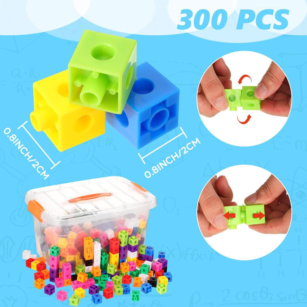 Jenaai orange linking cubes closeup shows colorful pieces for math play.