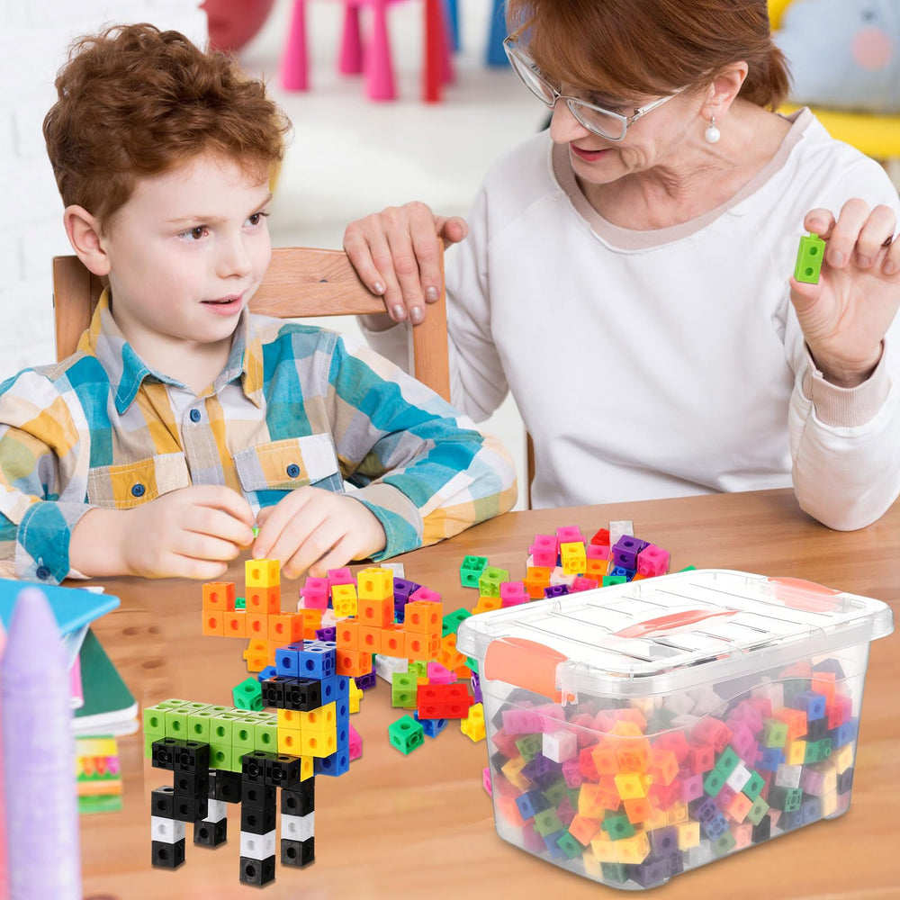 Jenaai orange linking cubes feature rounded edges for safe hands-on learning.