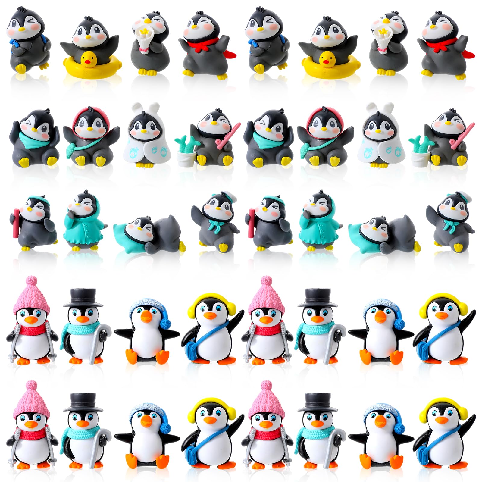 Jenaai penguin figurines variety pack 40pcs for creative decorations
