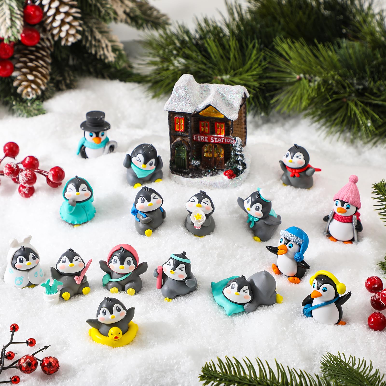 Jenaai winter decor penguin scene for dioramas and terrariums