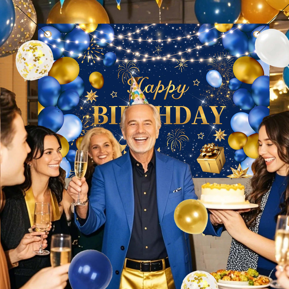 Jenlion blue-gold confetti balloons add shimmer to celebrations.