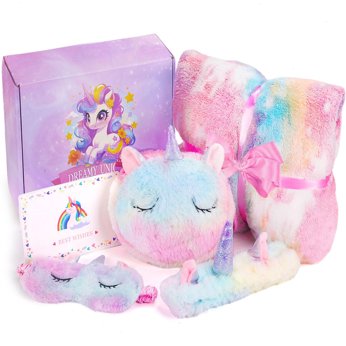 Jenria unicorn glowing blanket provides warm bedtime ambiance.