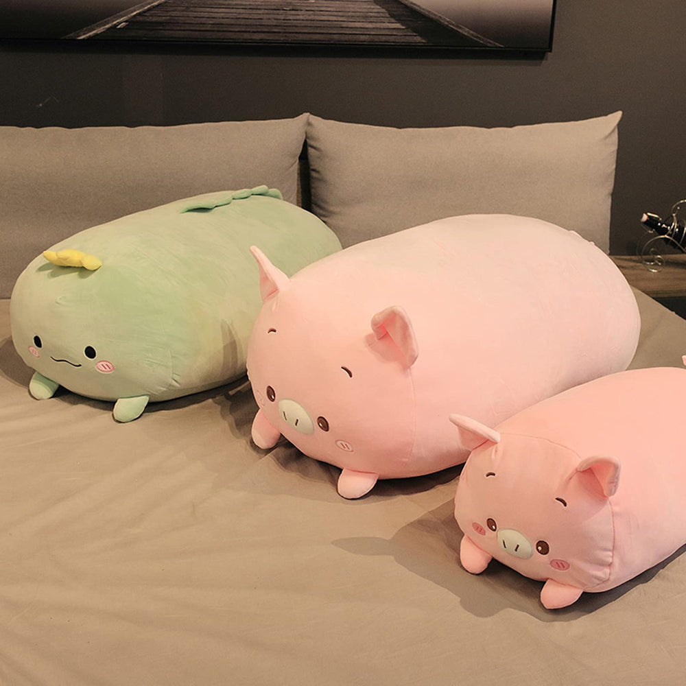 Jensquaify pig plush pillow measures 60 cm for full-body lounging.