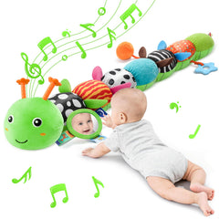 JENTXON baby caterpillar with mirror encourages visual tracking during tummy time