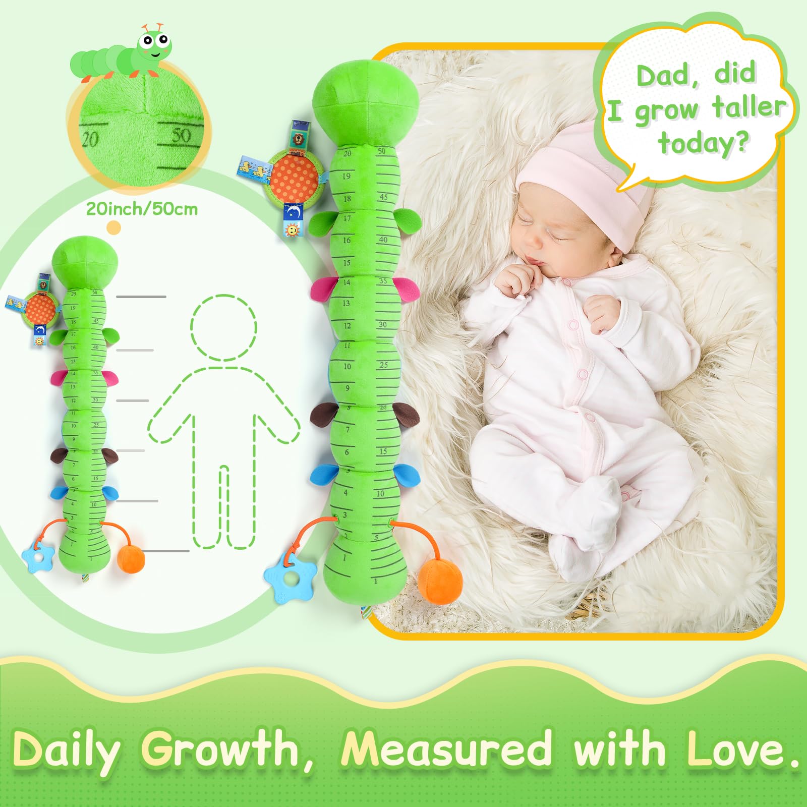 JENTXON 20-inch belly ruler helps parents measure growth with fun