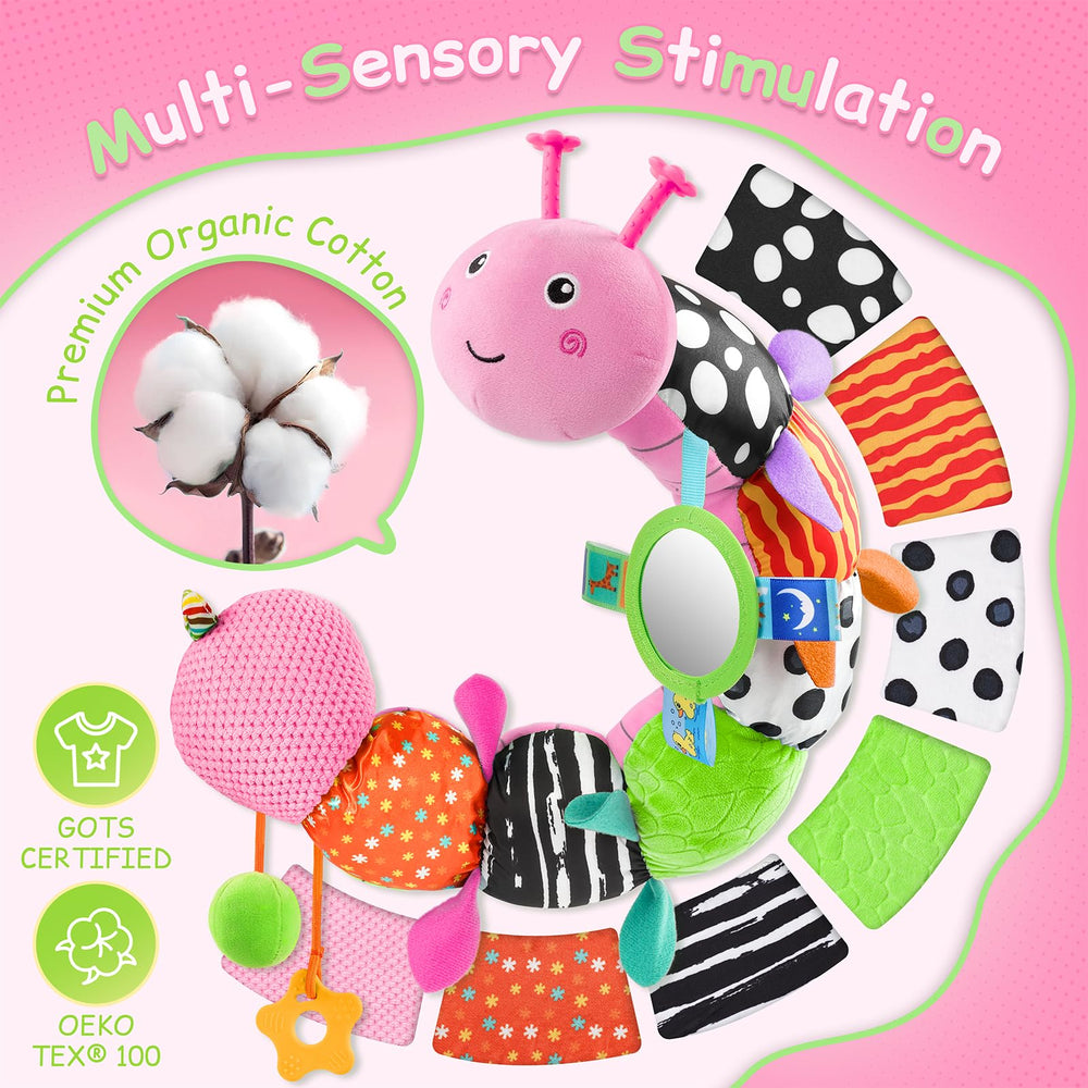 JENTXON caterpillar crinkle textures stimulate tactile exploration for infants