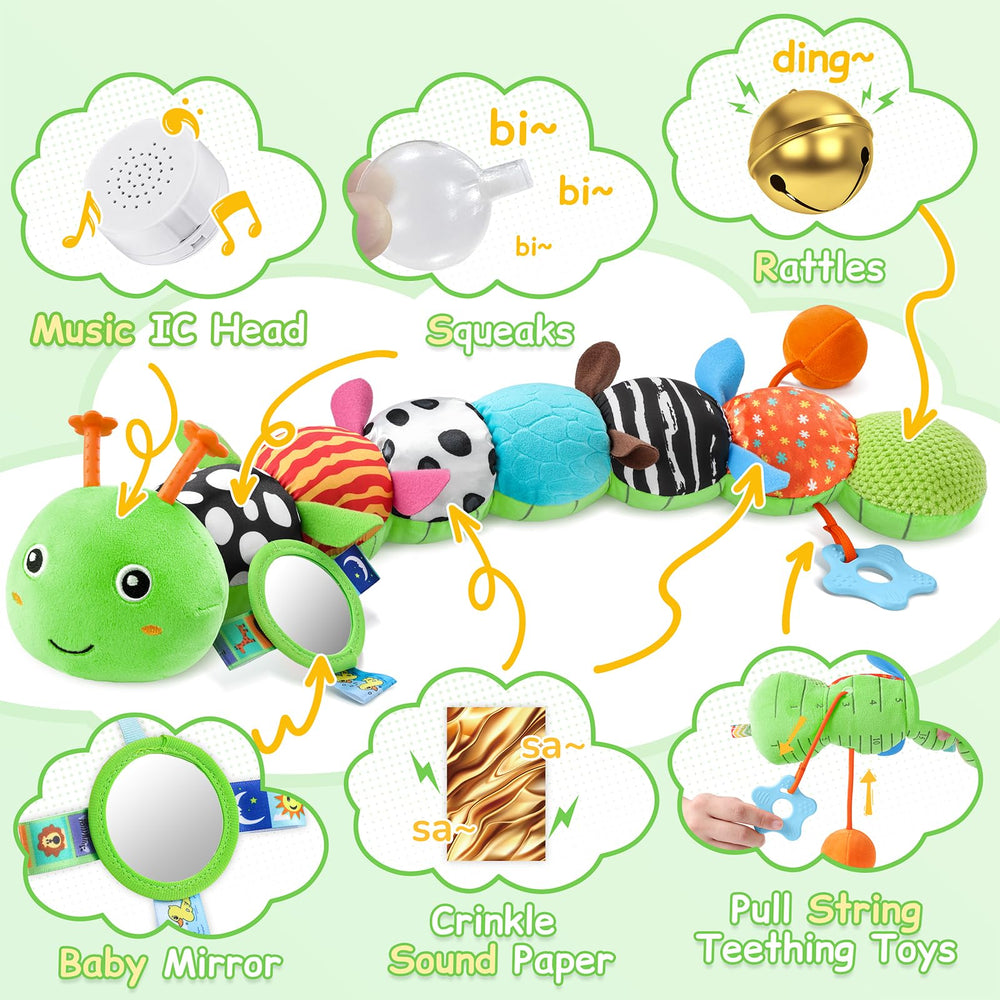 JENTXON plush caterpillar rattle adds gentle sound for baby development