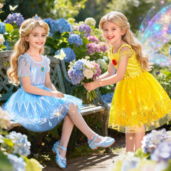 Jeowoqao blue dress with shimmering tulle for magical play.