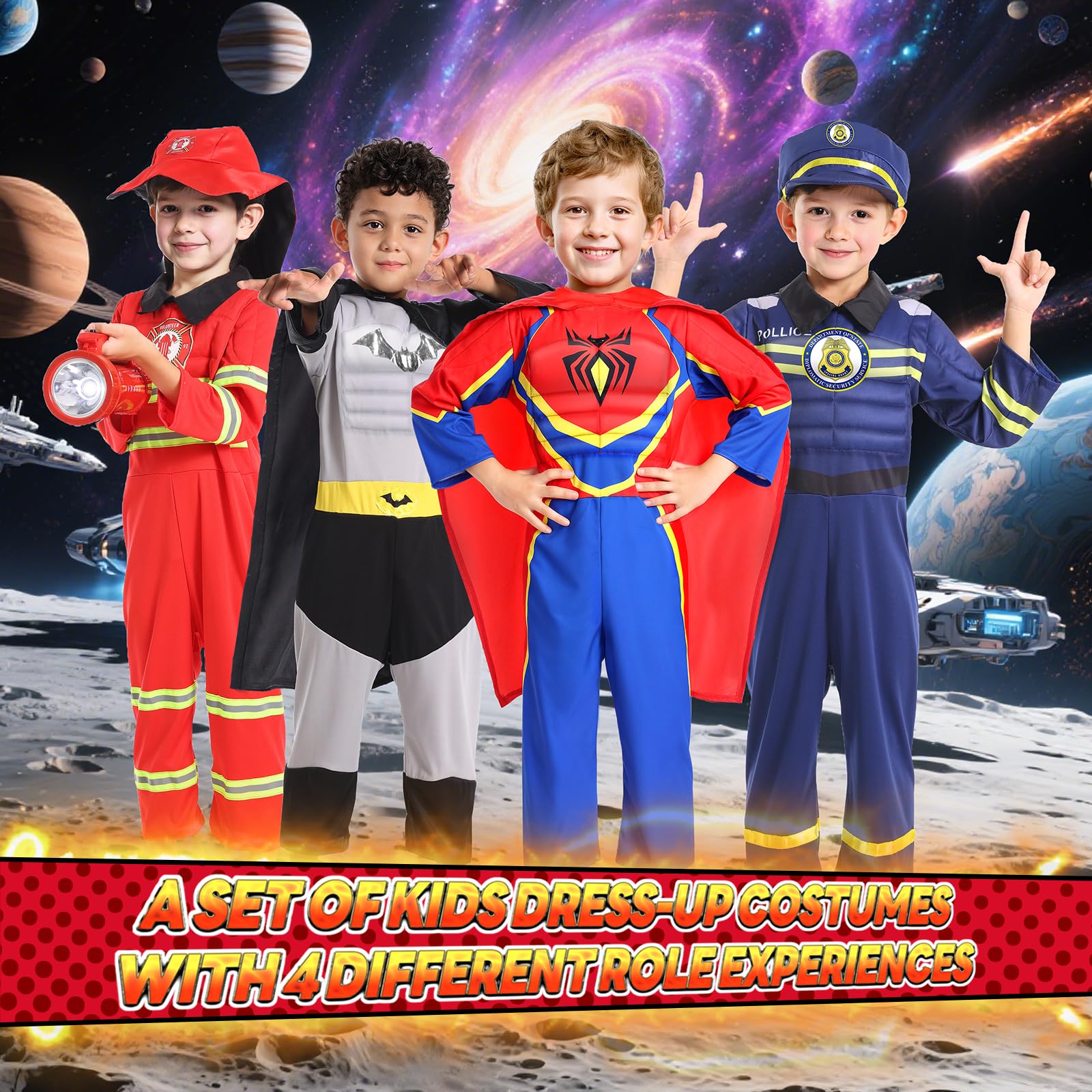 Jeowoqao dress-up-packaged-box image shows organized storage for kids' costumes.