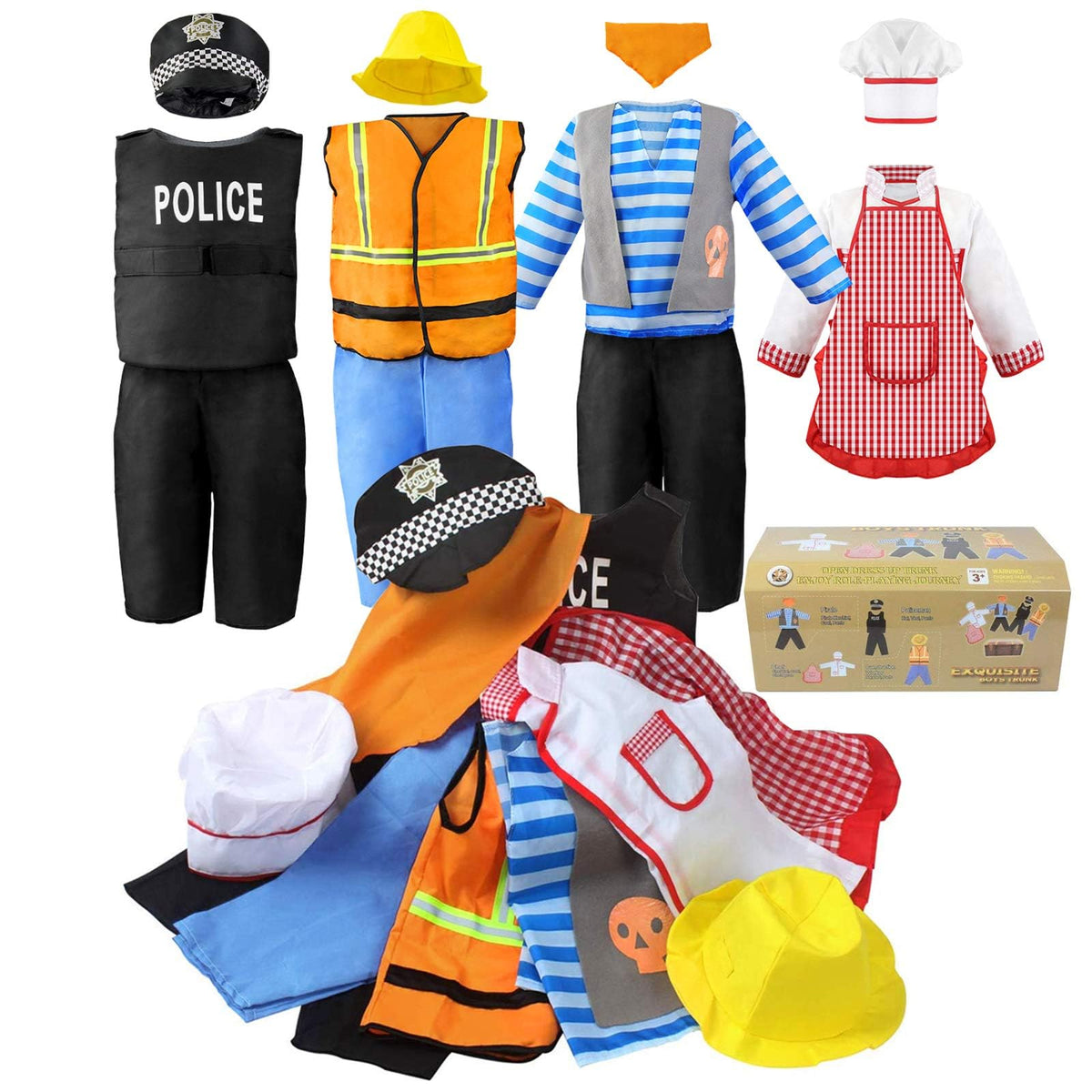 Jeowoqao pirate costume front view for kids, vivid details for imaginative play