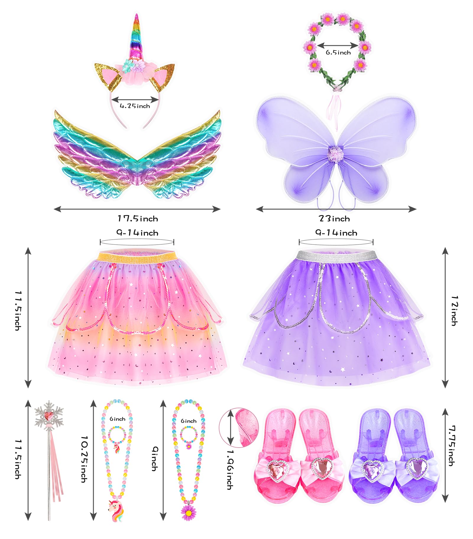 Jeowoqao flower crown and headband finish the princess ensemble.