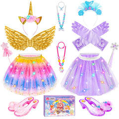 Jeowoqao LED rainbow tutu skirt lights up for magical nighttime play