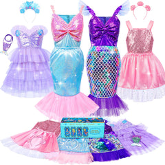 Jeowoqao mermaid princess dress-up trunk keeps costumes organized.
