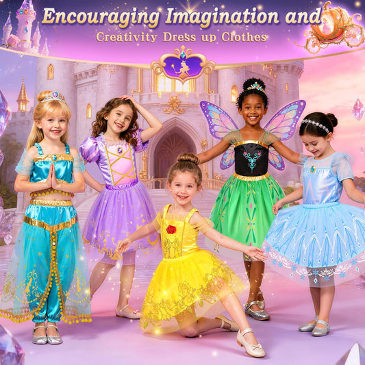 Jeowoqao princess dress with rose detail adds charming elegance.