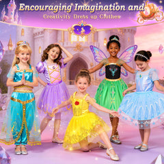 Jeowoqao princess dress with rose detail adds charming elegance.